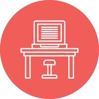 Workplace Line Circle Background Icon vector