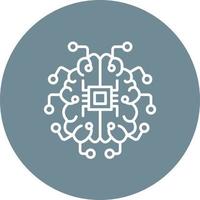Brain Circuit Line Circle Background Icon vector