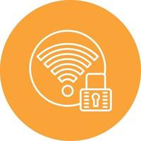 Signal Wifi 4 Bar Lock Line Circle Background Icon vector