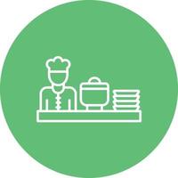 icono de fondo de círculo de línea de servicio de catering vector