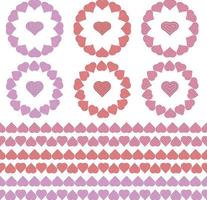 valentines day heart circle frames and border patterns vector graphics