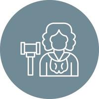 Judge Female Line Circle Background Icon vector