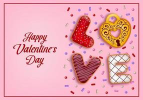 valentine's day background with donuts vector