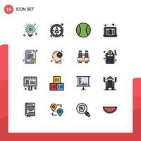 Mobile Interface Flat Color Filled Line Set of 16 Pictograms of energy seo ball paper printer Editable Creative Vector Design Elements