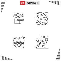 Modern Set of 4 Filledline Flat Colors and symbols such as virus heart stages nature health care Editable Vector Design Elements