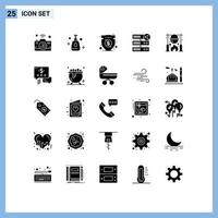 Universal Icon Symbols Group of 25 Modern Solid Glyphs of autumn server business network hosting Editable Vector Design Elements