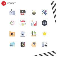 Group of 16 Flat Colors Signs and Symbols for support clock medicine genome dna Editable Pack of Creative Vector Design Elements