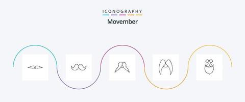 paquete de iconos de la línea 5 de movember que incluye . soportado vector