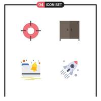 Group of 4 Modern Flat Icons Set for basic folder ui interior launch Editable Vector Design Elements