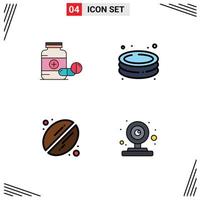 Modern Set of 4 Filledline Flat Colors and symbols such as medicine bean drugs swim drink Editable Vector Design Elements