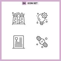 Line Pack of 4 Universal Symbols of cinnamon drinks brainstorm gear meal Editable Vector Design Elements