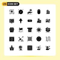 Universal Icon Symbols Group of 25 Modern Solid Glyphs of office building help mouse loan Editable Vector Design Elements