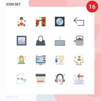 16 Universal Flat Colors Set for Web and Mobile Applications bag analytics bathroom reply back Editable Pack of Creative Vector Design Elements