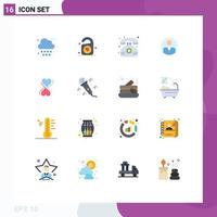 Group of 16 Flat Colors Signs and Symbols for eight user hospital profile personal Editable Pack of Creative Vector Design Elements