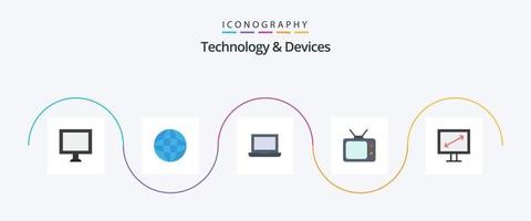 paquete de iconos flat 5 de dispositivos que incluye . mostrar. dispositivo. diagonal. televisión vector