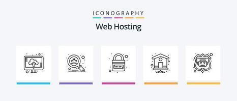 Web Hosting Line 5 Icon Pack Including robot database. upload. hosting. storage. cloud. Creative Icons Design vector