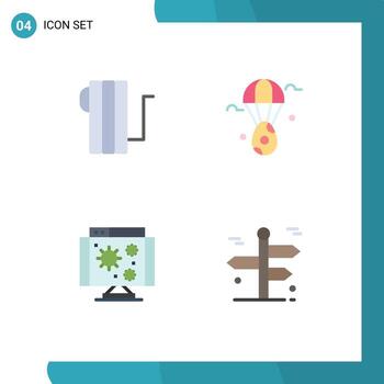 Editable Vector Line Pack of 4 Simple Flat Icons of appliances computer heater bloon virus Editable Vector Design Elements