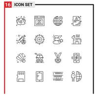 Outline Pack of 16 Universal Symbols of health cancer video doctor medical Editable Vector Design Elements