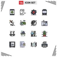 Universal Icon Symbols Group of 16 Modern Flat Color Filled Lines of farming equipment programming interface construction transport Editable Creative Vector Design Elements