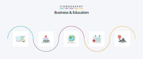 Business And Education Flat 5 Icon Pack Including timetable. schedule. books. network. discover vector