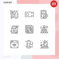 Pictogram Set of 9 Simple Outlines of education creative mobile browser pack Editable Vector Design Elements