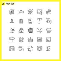 Mobile Interface Line Set of 25 Pictograms of park no molecule no food image Editable Vector Design Elements