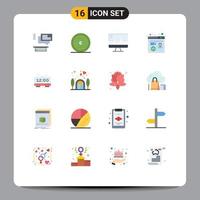 Group of 16 Flat Colors Signs and Symbols for time clock medical browser seo http Editable Pack of Creative Vector Design Elements