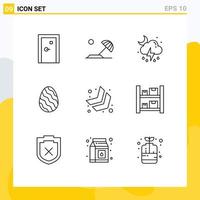 Mobile Interface Outline Set of 9 Pictograms of arrow nature sun easter cloud Editable Vector Design Elements