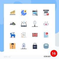 Universal Icon Symbols Group of 16 Modern Flat Colors of nature landscape search mountain seo Editable Pack of Creative Vector Design Elements