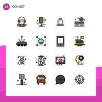 Universal Icon Symbols Group of 16 Modern Flat Color Filled Lines of science car streets card atm card Editable Creative Vector Design Elements