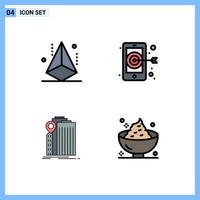 Pictogram Set of 4 Simple Filledline Flat Colors of design banking modeling target federal Editable Vector Design Elements
