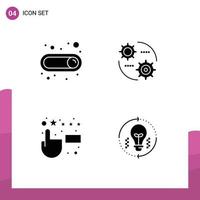 Modern Set of 4 Solid Glyphs and symbols such as on feedback control setting idea Editable Vector Design Elements