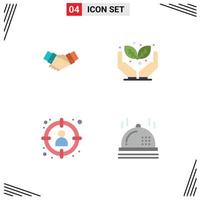 4 Universal Flat Icons Set for Web and Mobile Applications handshake choose hands green hunting Editable Vector Design Elements