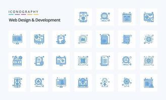 25 Web Design And Development Blue icon pack vector