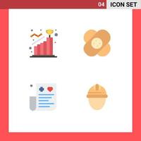 Mobile Interface Flat Icon Set of 4 Pictograms of achieve bill reach hospital credit Editable Vector Design Elements