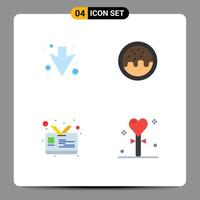 paquete de iconos de vector de stock de 4 signos y símbolos de línea para elementos de diseño de vector editables de corazón de tarjeta de postre de celebración de flecha