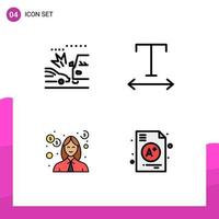 User Interface Pack of 4 Basic Filledline Flat Colors of accident money crush debt a Editable Vector Design Elements