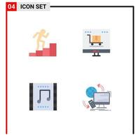 4 Universal Flat Icons Set for Web and Mobile Applications career concert advertising marketing music concert Editable Vector Design Elements