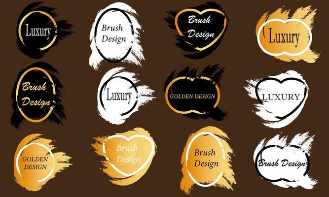 curve luxury brush frames design by golden black and white color