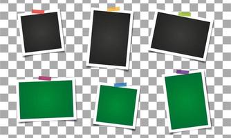 set of geometric photo frames board vintage with green and black color vector