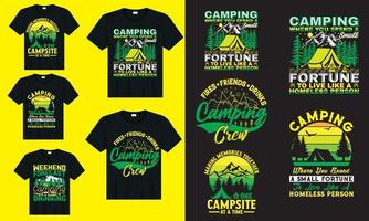 paquete de diseño de camiseta de camping vector