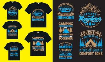 vector premium de diseño de camiseta de tipografía de camping