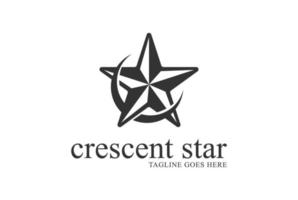 Vintage Simple Minimalist Star Crescent Moon Logo Design vector