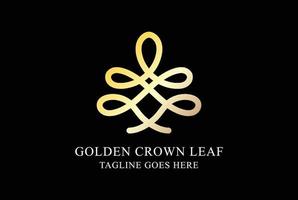 Golden Leaf Plant Tree shape King Queen Crown Logo Design vector