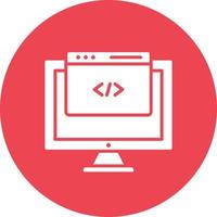Website Code Glyph Circle Background Icon vector