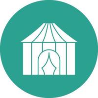 Tent Glyph Circle Background Icon vector