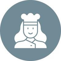 Chef Female Glyph Circle Background Icon vector