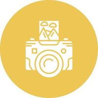 Polaroid Glyph Circle Background Icon vector
