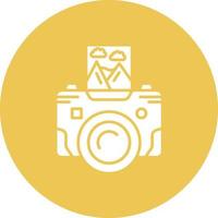 Polaroid Glyph Circle Background Icon vector