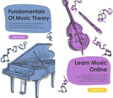 Fundamentals of music theory, learn online web vector